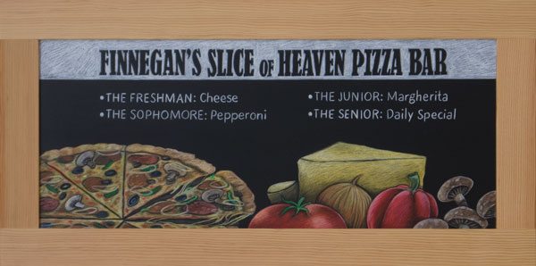 Pizza Bar Chalkboard Sign, chalk it up signs, college, texas framed