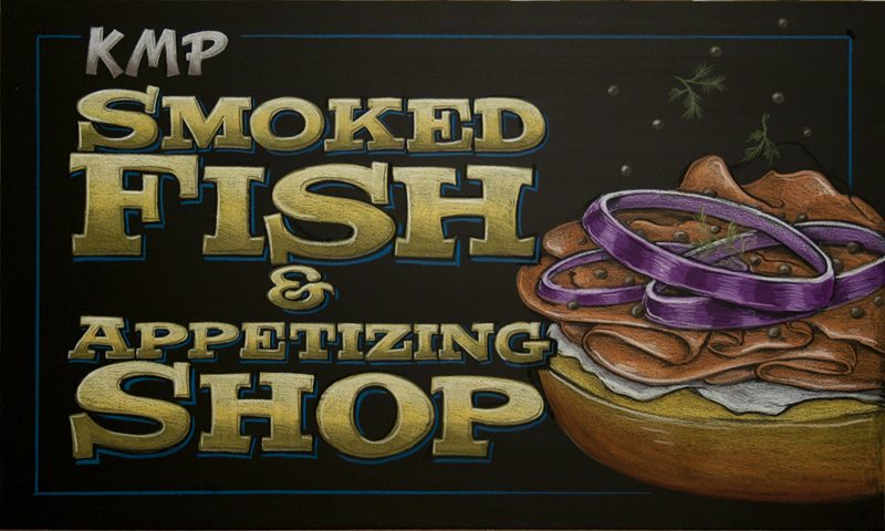 Kosher Market Place New York City Chalkboard Signs,Smoked Fish Chalkboard Art New York City