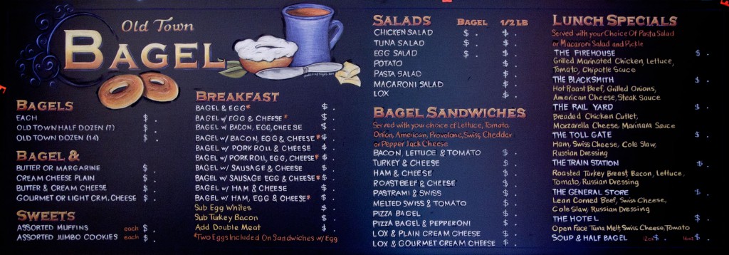 Chalk Art for the New Year! ,Old Town Bagel Chalkboard Menu