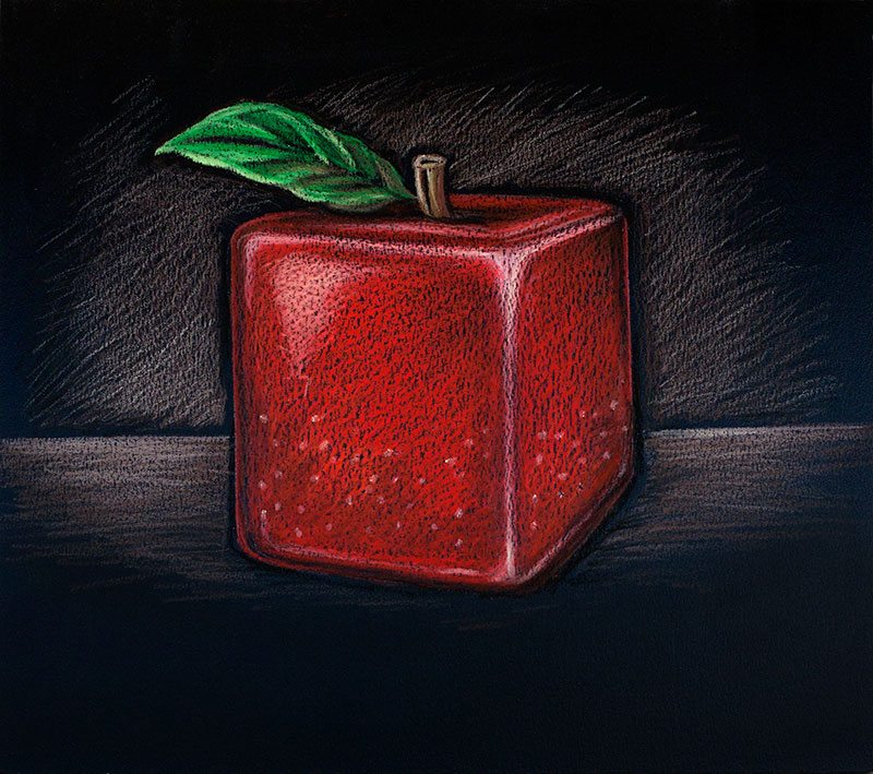 Square Apple , Magazine Graphic,Spot Chalkboard Illustration for UBC Publication