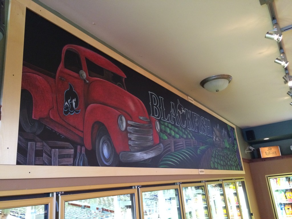blackfish framed, Blackfish Pub Liquor Store Chalkboard Mural