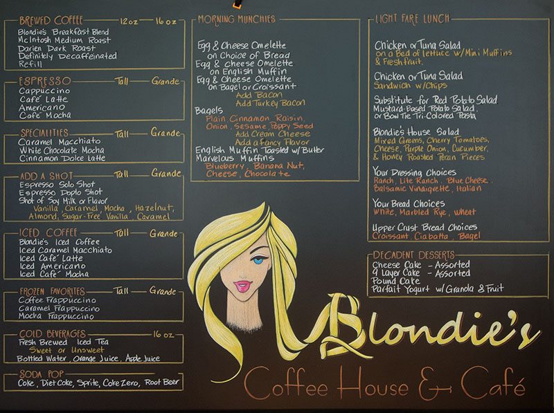 Blondies Chalk Menu Sign