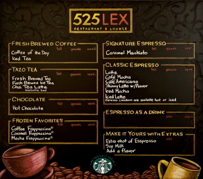 525 LEX Cafe Menu Chalkboard