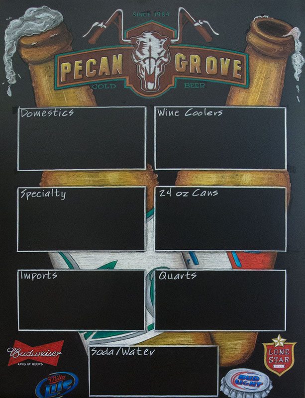 Pecan Grove Chalkboard Beer Sign