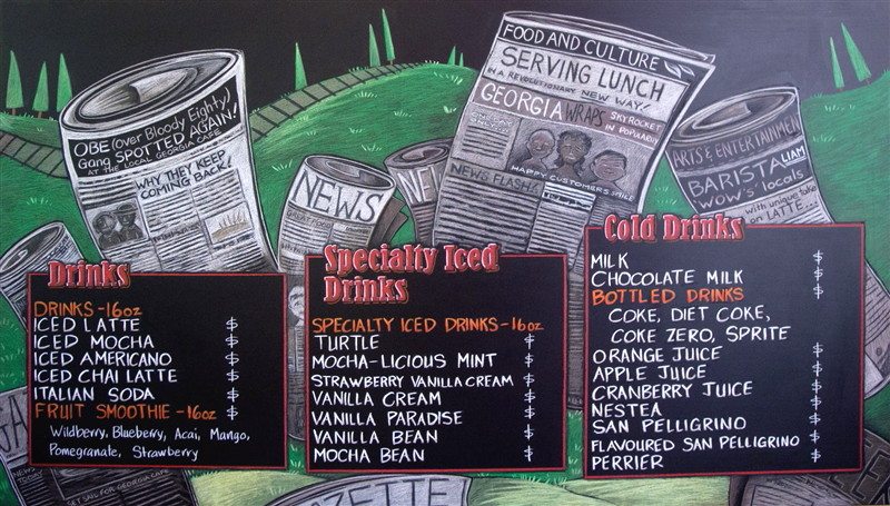 Sideny Pier Resaturant Menu Chalkboard