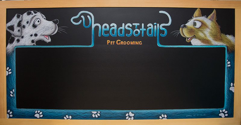 Pet Grooming, chalk board sign, framed