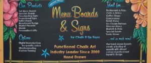 chalkboard menu, framed chalkboard