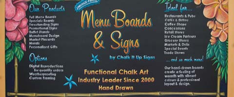 chalkboard menu, framed chalkboard
