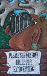 chalkborad, A-frame, chalk art,trappers-moose-binoc
