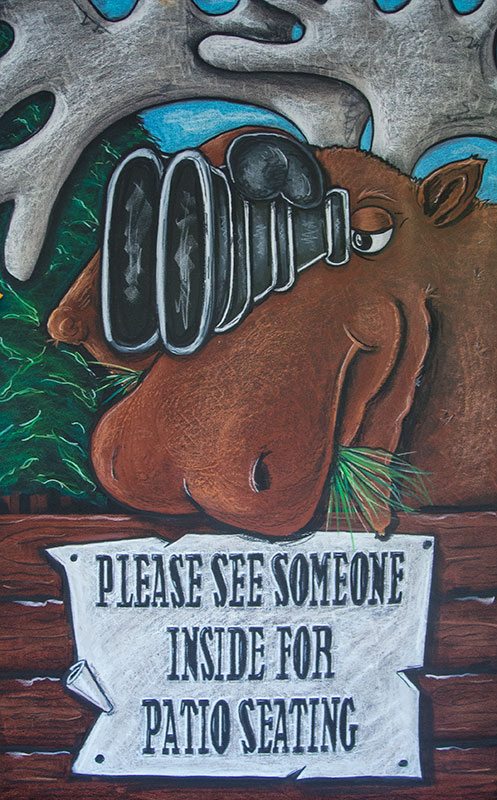chalkborad, A-frame, chalk art,trappers-moose-binoc