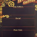 Boulder Colorado Steampunk Specials Chalkboard, Flat Iron Coffee