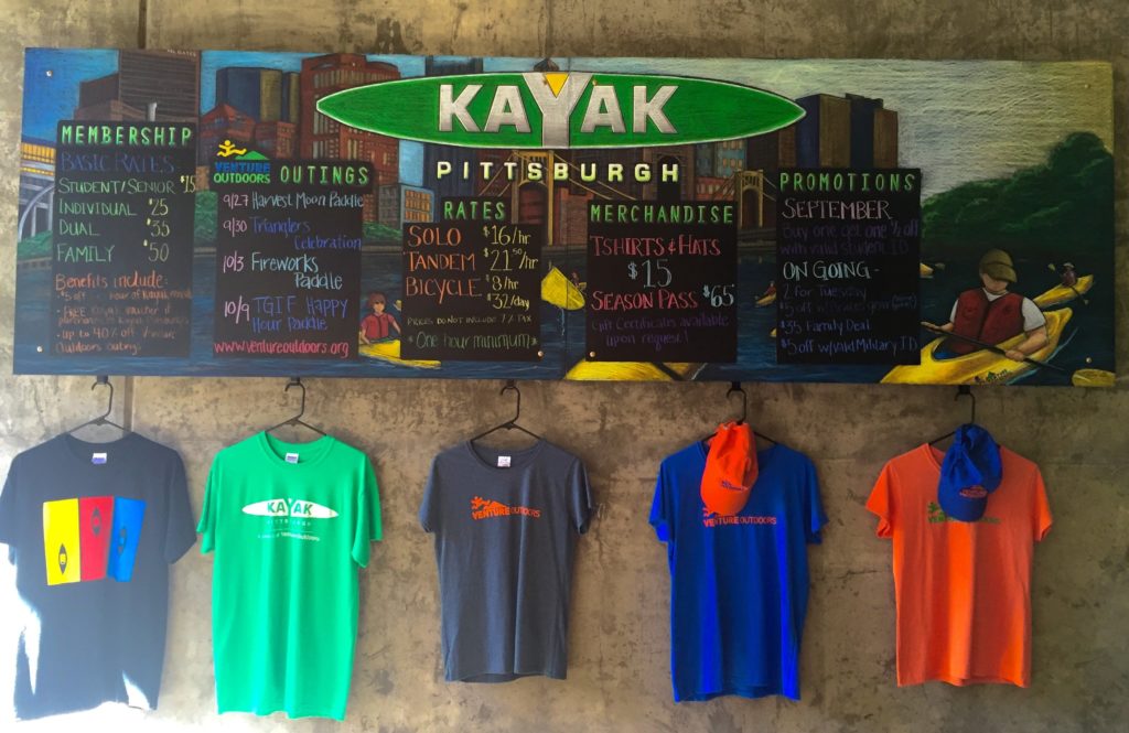 kayak pittsburgh chalkboard mural sign at work