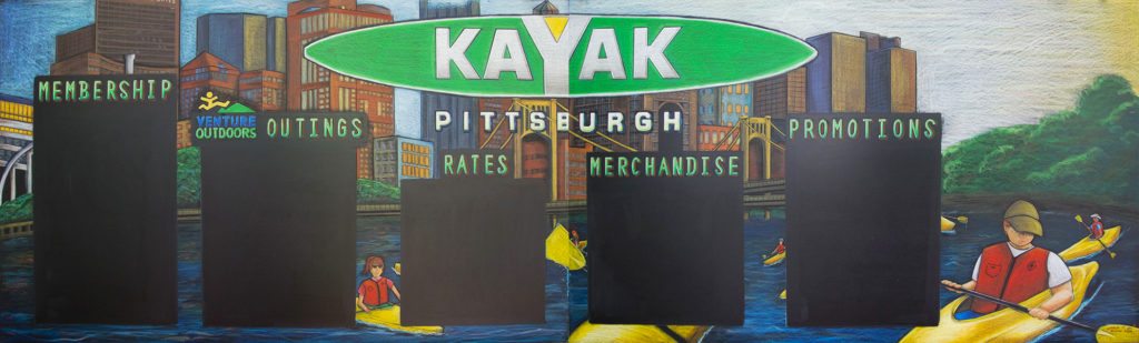 venture-outdoors, Pittsburgh Kayak Chalkboard Menu Sign, usa