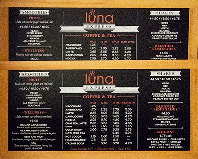 Digitally Printed Custom Chalkboard Menus