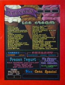 red frame, icecream, framing, New York Ice Cream Chalkboard, red frame, frozen yogurt chalkboard, chalk it up signs