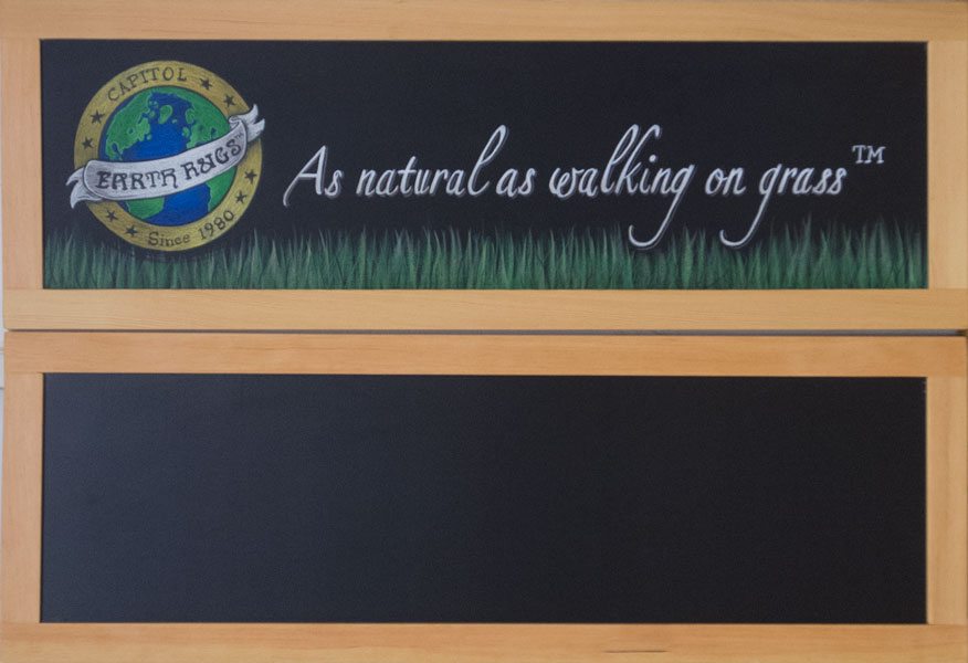 Earth Rugs, Double Sided Chalkboard Sign, Chalk It Up Signs, Arkansas, trade show sign, 