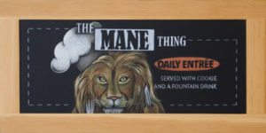 Houston Texas High School Cafeteria Chalkboard Signs, Framed Lion Chalkboard Sign, chalk it up signs, Texas, College Cafeteria