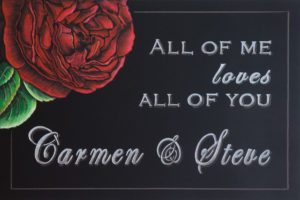 Calgary, Alberta, Canada, Wedding Rose Chalkboard, chalk it up signs, wedding chalk sign, love chalkboard, photo booth, table placement signage, seating charts, parking directions, ice cream bar signage, hot chocolate bar, grown up drinks bar