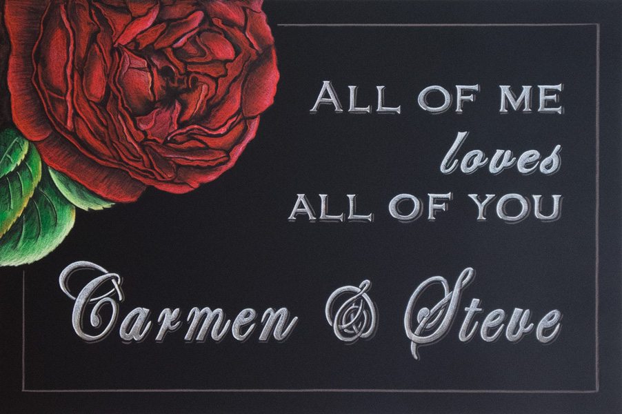 Calgary, Alberta, Canada, Wedding Rose Chalkboard, chalk it up signs, wedding chalk sign, love chalkboard, photo booth, table placement signage, seating charts, parking directions, ice cream bar signage, hot chocolate bar, grown up drinks bar