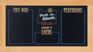 Portland Oregon Pizza Menu Chalkboard Signs, brooklyn bridge, new york cityscape, bella pizza, chalk it up signs, specials chalkboard