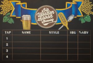 custom chalk art, Home Brew Chalkboard Menu, chalkboard sign, Chalk It Up Signs, Chalk Artist, Chalkboard art, Beer Chalkboard, hops, grain, homebrew