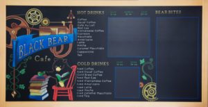 menu blackboard, blackboard menu, black bear cafe