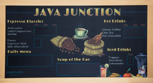 Bronson Battle Creek - Food & Nutrition, cafe chalkboard menu, chalk it up signs, Michigan, chalk art, coffee chalkboard, menu chalkboard, chalkboard menu, chalk art sign, hospital signage