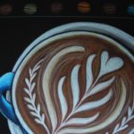 menu sign ideas, coffee cup chalk art, close up of crema