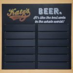 Chalkboard with removable slats for Katz's deli in Texas
