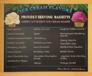 Riviera Creamery Chalkboard Menu, Riviera Creamery, Panama City Beach, Florida, ice cream shop, tropical theme, ice cream, ice cream imagery, strawberry milkshake, hibiscus flowers, chocolate candy, ice cream on a cone, hand lettering, Chalk It Up Signs, chalkboard menus, chalkboard menu signs, chalkboards, tropical theme, unique chalkboard menus, hand drawn chalkboard menus, holiday season stress, business planning