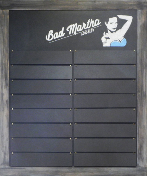 slat chalkboard, chalkboard slat, chalkboard with slats, slats,bad martha pub