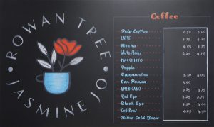 cafe chalkboards, flower shop chalkboard, chalkboard design, good chalkboard design, restaurant chalkboards, Arizona Chalkboards, Tempe Arizona Chlakboard