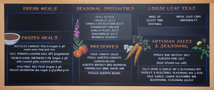 Chalkboard Sign With Art, summer market sign, seasonal chalkboard