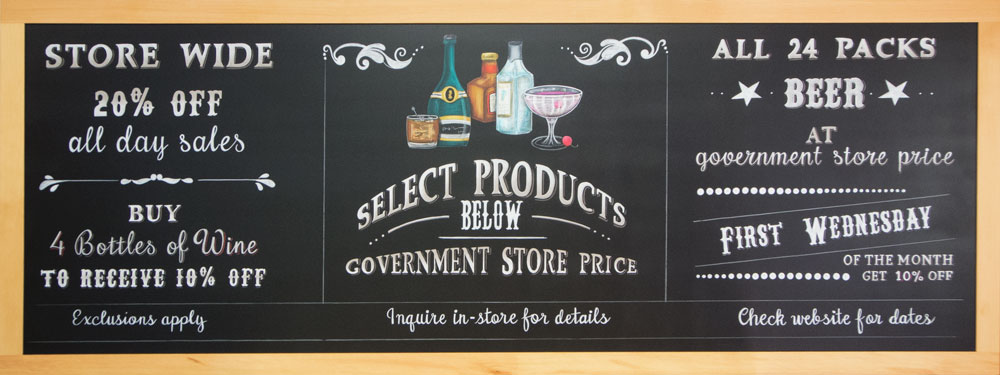 Liquor Store Chalkboard, Blackfish, Chalk board Art for Pubs and Liquor Stores