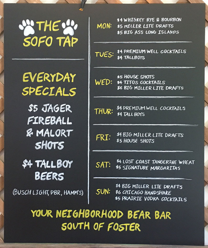 Happy Hour Chalkboard Menu