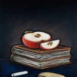 UBC, Canada, Vancouver, Canada CHalkboard , Mural, Cut Apple on Books, Magazine Graphic