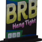 table top sign, black base, chalk it up signs