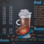 Menu Chalkboard with Art., chalk menu, menu chalkboard, world trade center, chicago, Chalk It Up Signs, breakfast menu, menu, chalkboard, Chicago, food images, coffee, hand drawn lettering, cafe, chalkboard sign,