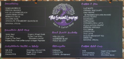 coffee shop menu board, coffee shop, menu board, chalkboard, chalk it up signs, cius, the social lounge, Merrit British Columbia, Merrit, BC, hand drawn, menu chalkboard, coffee shop